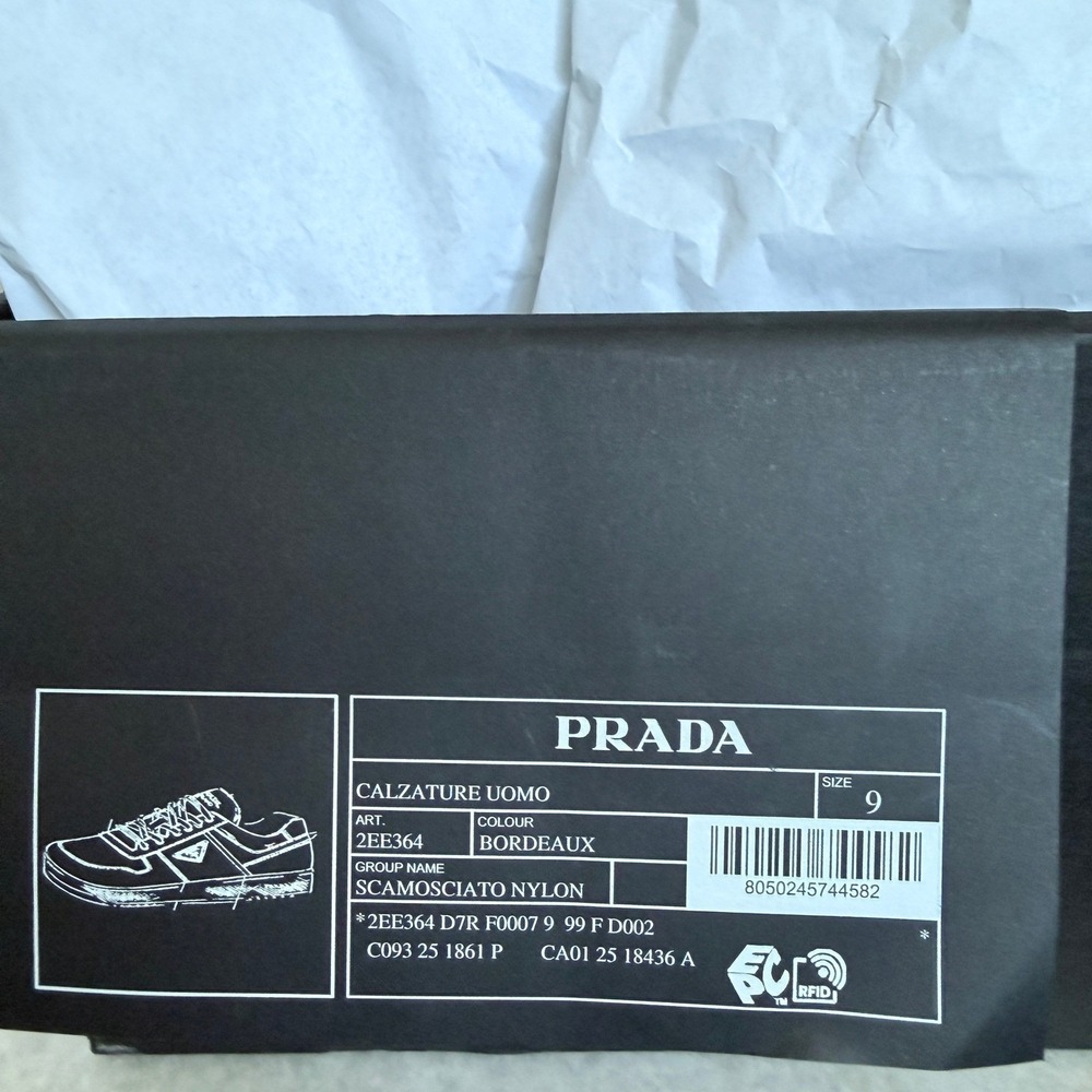 Prada Milano 2EE364 Men Dark Red Suede Fabric Downtown Sneakers shoes UK 9 - Picture 15 of 16